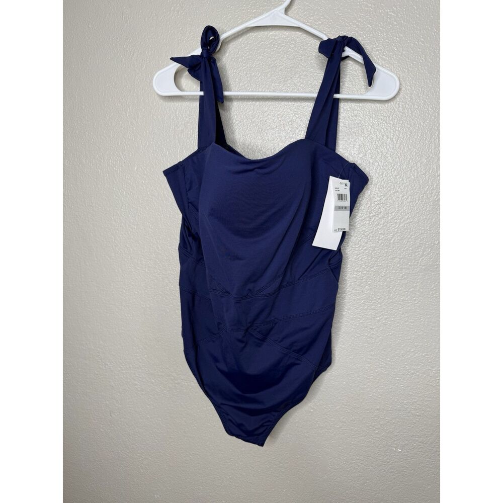 Becca by Rebecca Virtue Size 1X One Piece Swimsuit Dark Navy blue NWT Bows